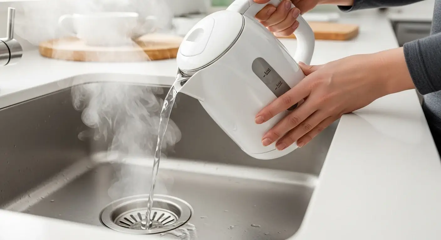 Clean A Kitchen Sink using boil water