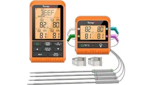 The image shows a sleek digital grill thermometer, a top contender in the most popular 10 digital grill thermometer list.