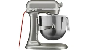 This image shows various top-rated commercial stand mixers lined up for kitchen use.