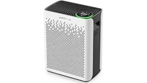 The image shows several modern air purifiers neatly arranged, highlighting the best 8 for large rooms.