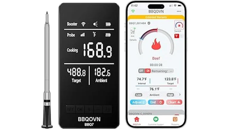The image shows several sleek wireless meat thermometers placed neatly, highlighting the top 8 options.