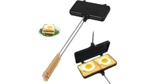 This image shows a portable sandwich maker, ideal for camping trips and outdoor cooking adventures.