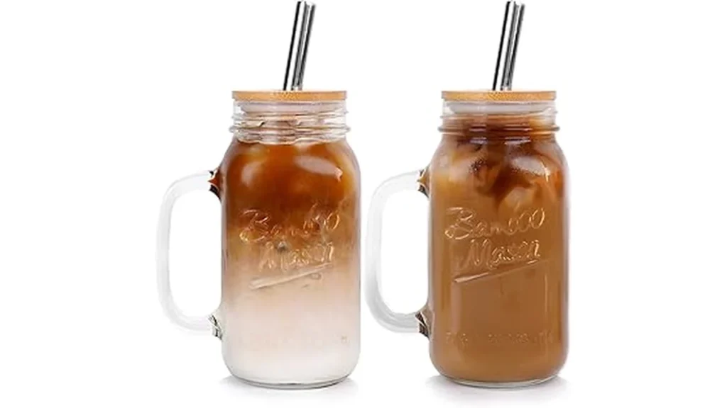 The image shows several mason jars filled with iced coffee, showcasing popular choices for the season.