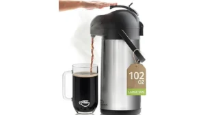 The image shows a collection of eight large thermoses, ideal for keeping hot drinks warm.