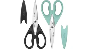 This image shows a collection of best selling 9 kitchen shears, neatly arranged for display.
