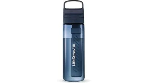 The image shows a top-rated filtered water bottle, perfect for travel and ensuring clean drinking water.
