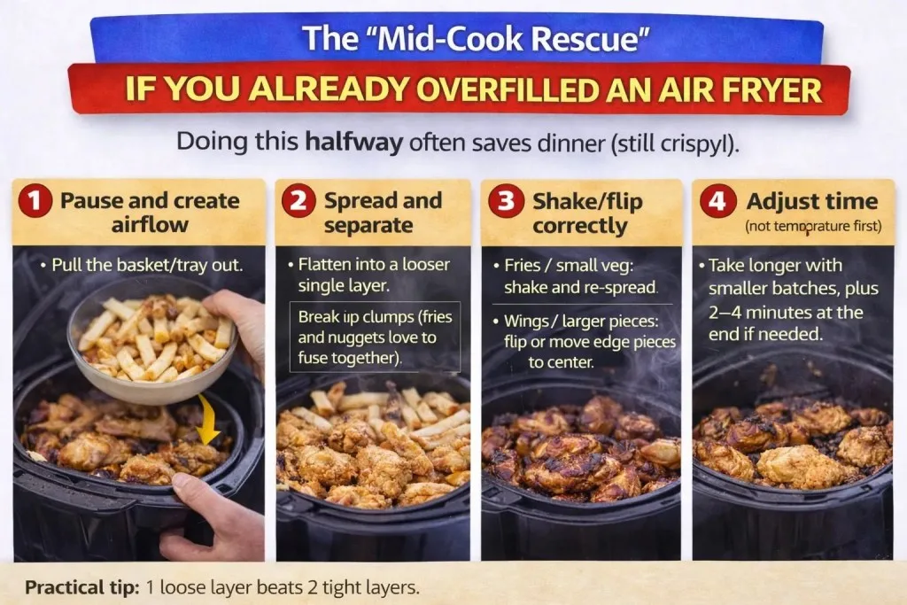 air fryer basket overcrowding