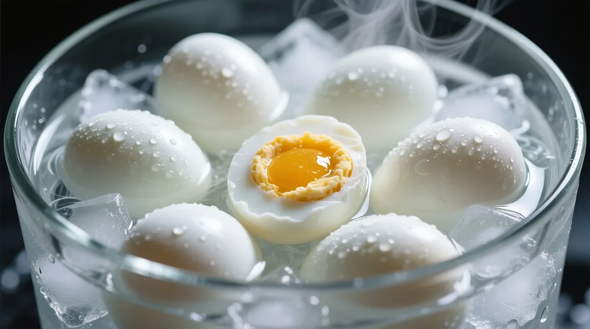 ice water bath for hard boiled eggs