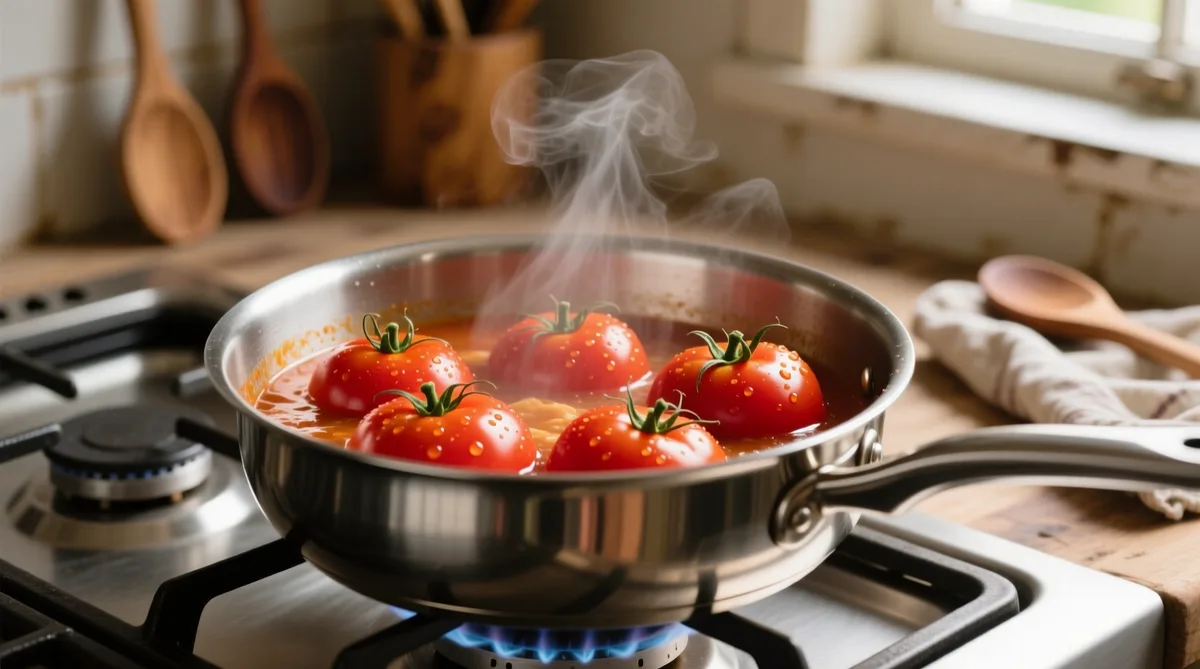 saucepan simmering sauce
